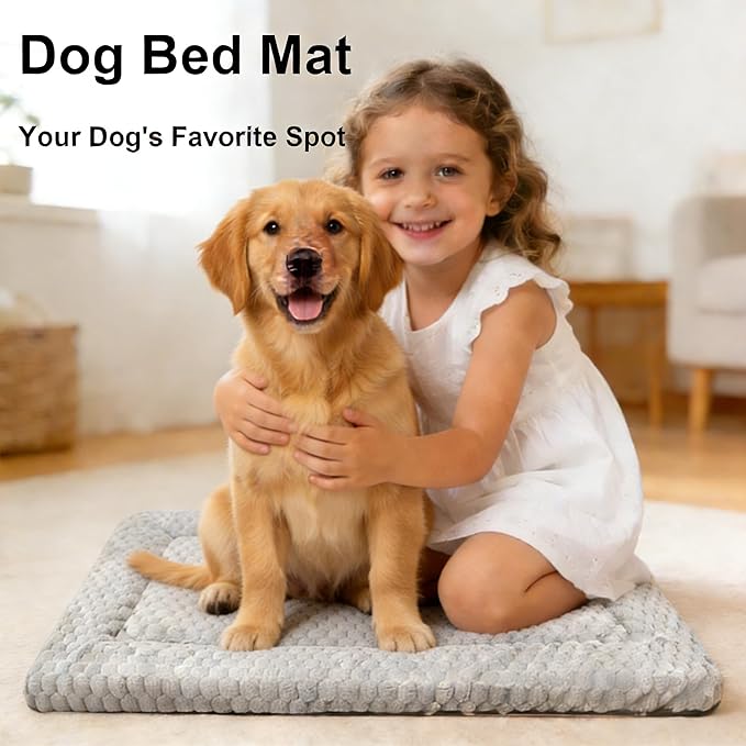 Dog Bed Mat, Reversible Dog Crate Pad - Comfortable Kennel Mat for Dogs & Cats, Machine Washable Dog Bed Suitable for Kennel, Cage or Home Travel（Light Brown, 30" L*20" W*1.5" Th