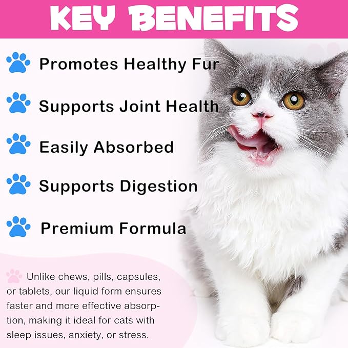 Cat Collagen Liquid Drops, Collagen Dietary Supplement for Cats with Biotin, MSM & Ginger, Enhance Immunity, Support for Cat Joints, Skin - 60ML