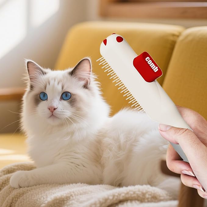 Cat Combs | Self-Cleaning Anti Slip Hair Brush with Metal Teeth,Cat Hair Comb - for Dog Puppy Animals Indoor Home Shedding