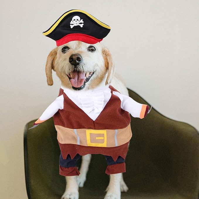 VILLCASE Pirate Dog Costume Halloween Cosplay Outfit Puppy Pirate Clothes Dog Apparel Pet Supply