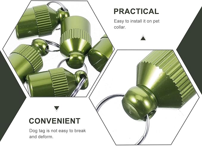 Cabilock 5pcs Aluminum Alloy Dog Collar Id Tags Anti-Lost Hanging Pet Name Tags for Puppies and Cats, Green Sturdy Pet Address Plate for Dog Supplies