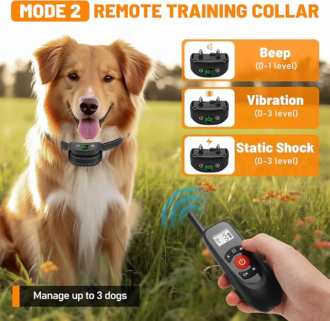 2-in-1 Wired Dog Fence & Remote Training Collar, Underground/Aboveground Dog Fence, Electric Pet Containment System, Tone/Vibration/Shock Mode, 650Ft Wire, for 2 Dogs