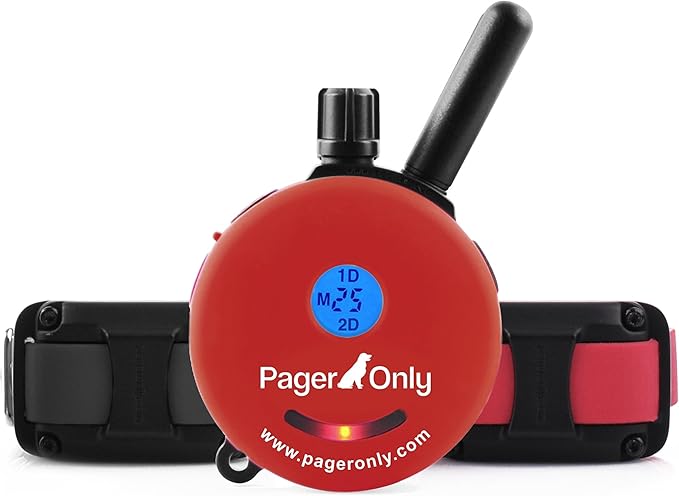 Educator 1/2 Mile Dog Training Pager Only, 100 Levels of User Selected Safe Humane Vibration or Tone, Waterproof, Odorproof Biothane Collar, Night Light, Rechargeable, Service Dog Approved, 2 Dog, Red