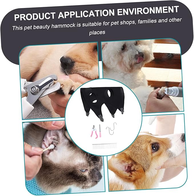Pet Grooming Hammock Sling Kit for Dogs and Cats Pet Nail Clipper and Trimmer Set Convenient Grooming Supplies for Medium and Small Color Random