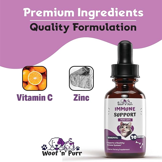 Immune Support for Cats - Helps to Support a Healthy Immune System - Cat Immune Booster - Cat Immune Support - Cat Immune Supplement - Immune Support Cats - Cat Immune Support Supplement - 1 fl oz