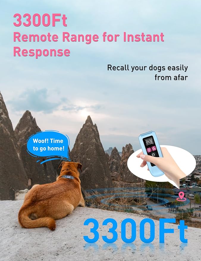 Shock Collar For Dogs 2 Pack - 3300Ft IPX7 Waterproof Shock Collar with Beep, Vibration, Shock & Boost Shock Modes, Remote Training Shock Collar for Medium Large Dogs (10-120lbs), Security Lock