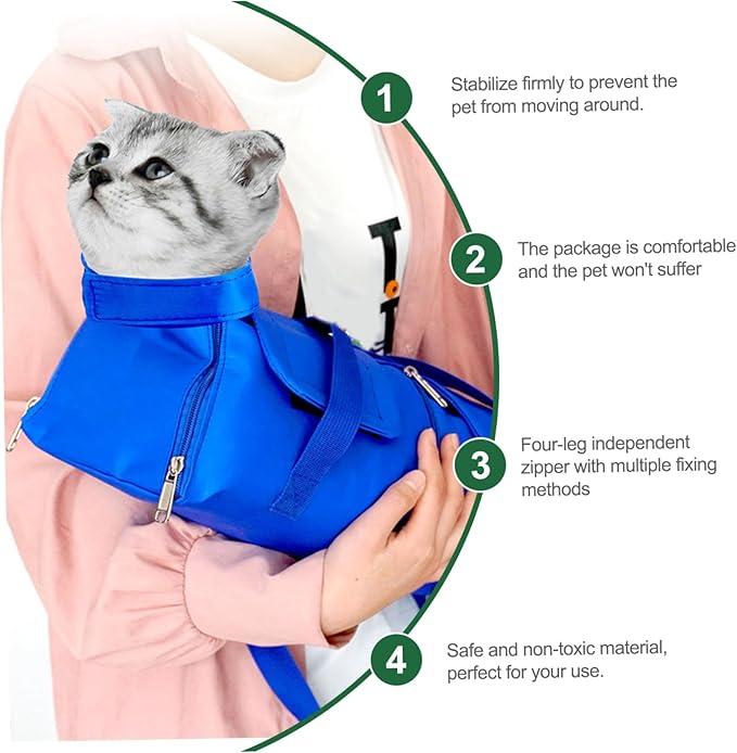 Cat Restraint Bag, Comfort Adjustable Nylon Cat Nail Trimming Restraint with Handle, Anti-Bite & Anti-Scratch for Home, Pet Shop, Travel, Small