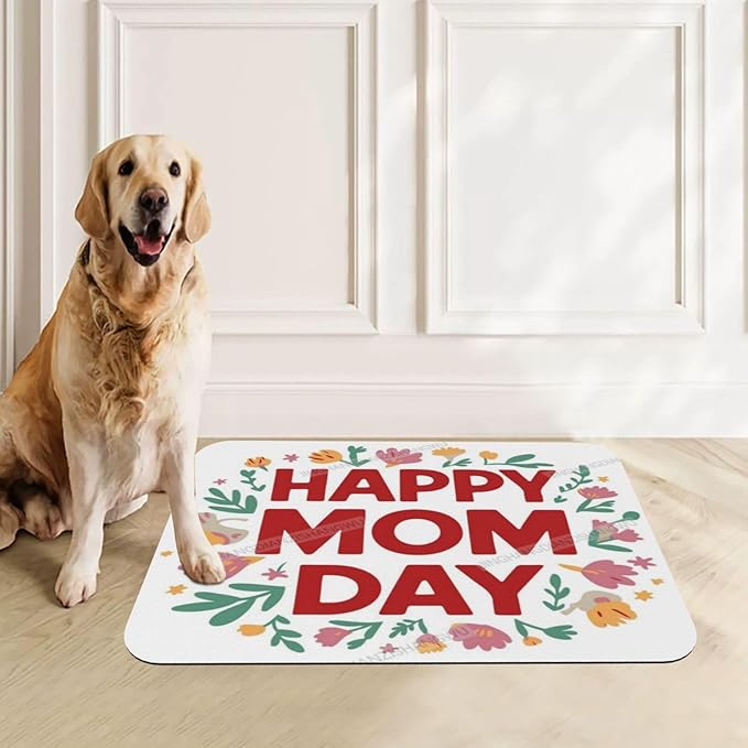 Dog Food Mat Dog Mat for Food and Water 18X12In Happy Mom Day Mom Cx No Stains Cat Pet Feeding Mats Water Bowl for Messy Drinkers
