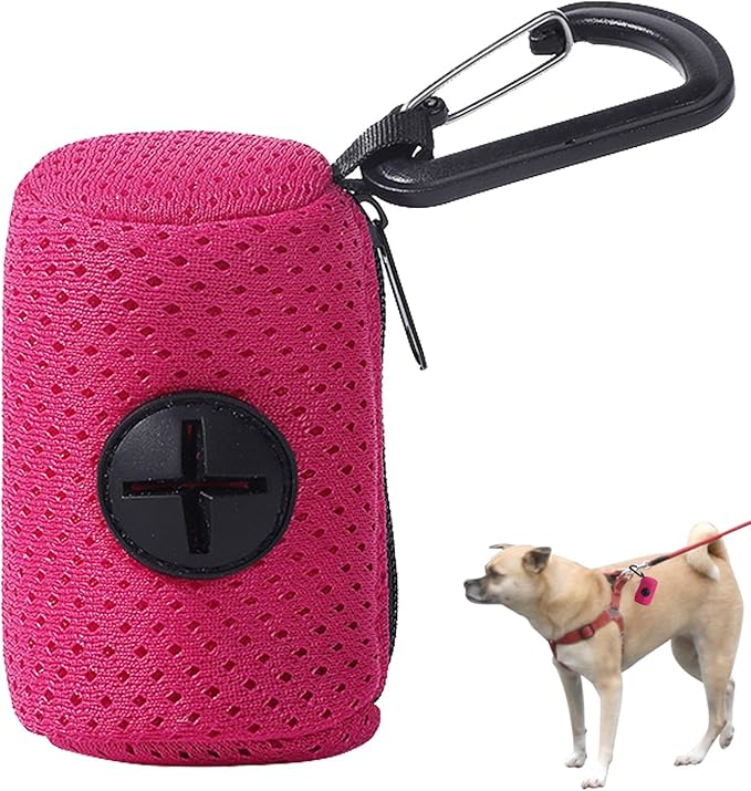 Dog Bag Holder | Mesh Fabric Attachment Waste Bag Dispenser with Zipper - Portable Dog Poop Holder, Fashion Pet Supplies for Walking, Outdoor, Training