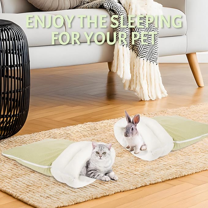 Zipper Cat Sleeping Bag - Cozy Durable Soft Pet Bed Bag, Machine Washable Cat Bed Cave, Lightweight Portable for Indoor Cats and Small Pets, Winter Warm with Anti-Slip Pad
