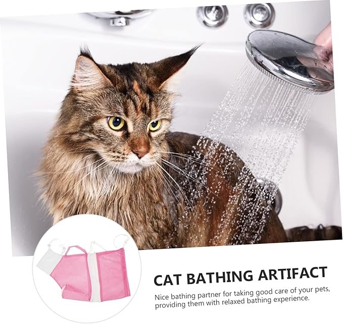 balacoo Cat Washing Mesh Bag Adjustable Cat Grooming Bathing Pouch for Easy Pet Bathing Lightweight Portable Design for Convenient Travel