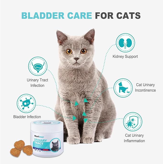 Urinary Tract Support for Cats – Cranberry, D-Mannose & Marshmallow Root – Soft Chews for Bladder & Kidney Health – Chicken Flavor – 100 Chews