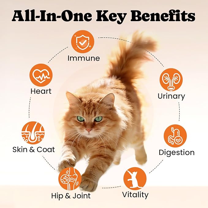 Cat Multivitamin Treats with L-Lysine & Taurine – Daily Nutritional Chews with 12 Vitamins & 5 Minerals for Indoor & Senior Cats – Crunchy, Creamy Bites – 450 Count