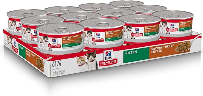 Hill's Science Diet Kitten, Kitten Premium Nutrition, Wet Cat Food, Turkey Minced, 5.5 oz Can, Case of 24