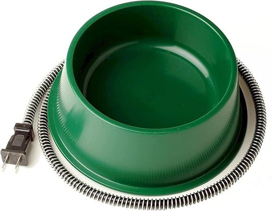 Farm Innovators QT-1 1 Quart Electric Heated Pet Water Bowl with Thermostatic Control and Anti Chew Cord Protector, 25 Watt, Green (2 Pack)