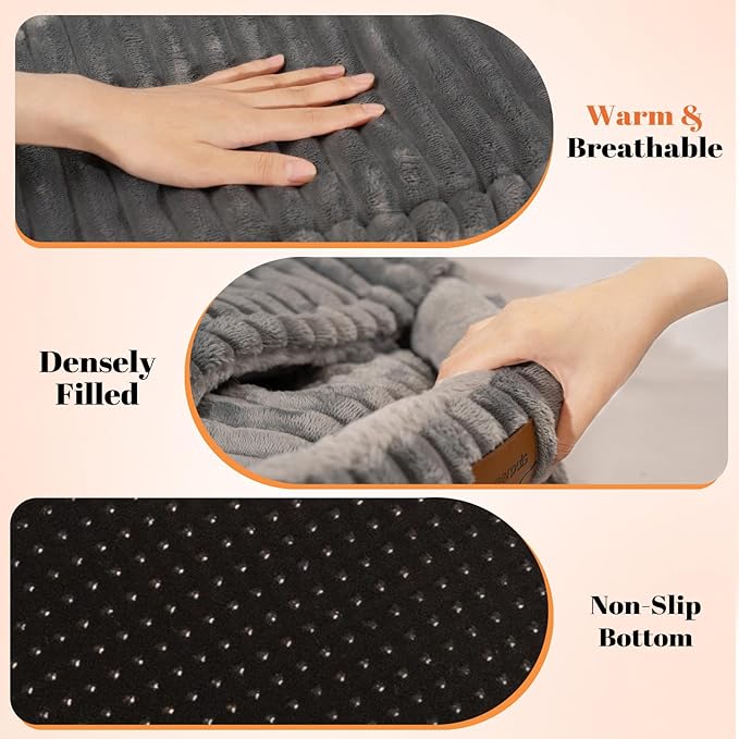 CHEERPALS Cat Cave Bed for Indoor Cats, Washable Covered Cat Bed Hooded Kitty Bed Soft Fluffy Pet Bed for Puppy and Small Dog(Dark Blue)