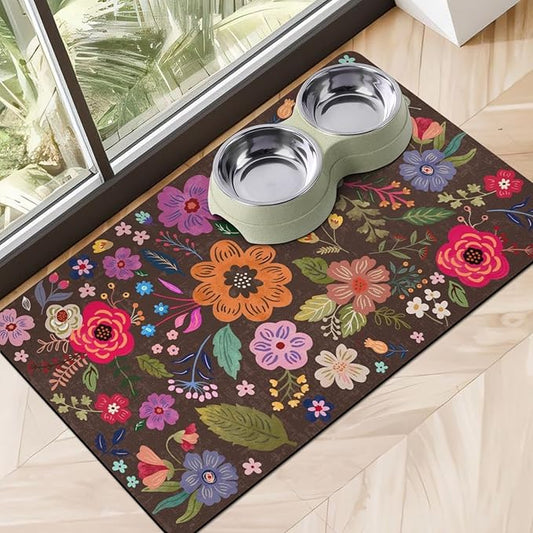 Dog Food Mats for Floors, Absorbent Dog Bowl Mat for Food and Water Dispenser, Quick Dry Cat Food Mat Pet Supplies