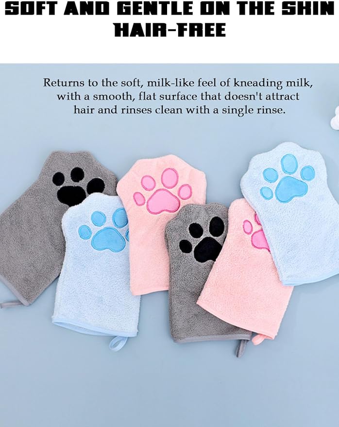 Paw Bathing Towel for Cats, Machine Washable and Reusable Pet Grooming Towels, Make Cleaning Paws Easy and Stress-Free, Gentle Cleansing & Soft, Comfortable for Daily Care & Travel (Blue)