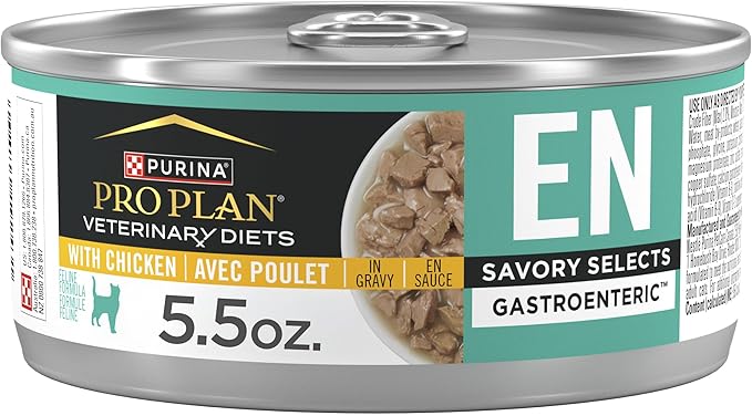 Pro Plan Veterinary Diets Purina EN Gastroenteric Feline Formula Savory Selects in Sauce with Chicken Wet Cat Food - (Pack of 24) 5.5 oz. Cans