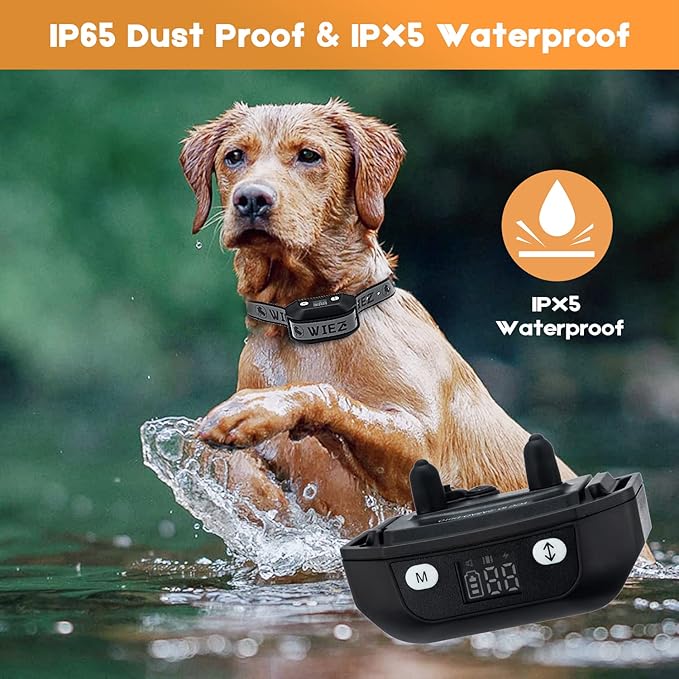WIEZ GPS Wireless Dog Fence, Electric Dog Fence for Outdoor, Range 65-3281ft, Adjustable Warning Strength, Rechargeable Pet Containment System Suitable for Most Dogs(2 Collars)