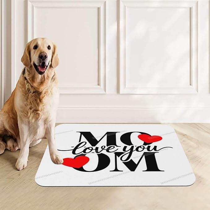 Absorbent Dog Water Cat Mat for Food Water Bowl Quick Dry Happy Mother's Day Floral Gift for Mom Hv Pet Feeding Mats No Stains Dog Food Mat Pet Accessories Supplies Cat Bowl Mats 24x16In