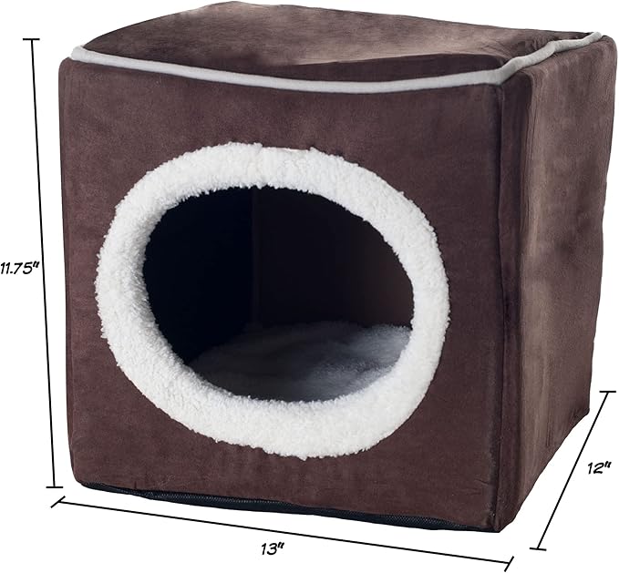 Cat House - Indoor Bed with Removable Foam Cushion - Cat Cave for Puppies, Rabbits, Guinea Pigs, and Other Small Animals by PETMAKER