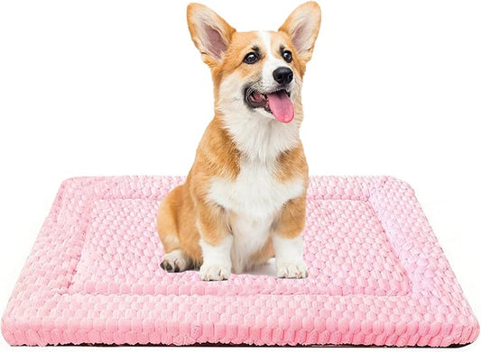 Dog Bed Mat, Reversible Dog Crate Pad - Comfortable Kennel Mat for Dogs & Cats, Machine Washable Dog Bed Suitable for Kennel, Cage or Home Travel(Pink, 30" L*20" W*1.5" Th)