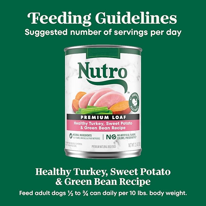 Nutro Natural Choice Premium Loaf Canned Dog Food, Adult Wet Dog Food Turkey Recipe 12.5 oz. cans (12 Count)