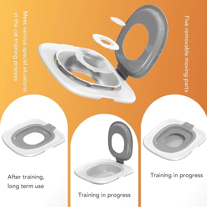 Cat Toilet Training Kit, Detachable Design for Easy Cleaning Reusable Removable Pet Toilet Trainer Seat Universal Reusable Environmentally Friendly Cat Toilets Trainer for Pet (Grey)