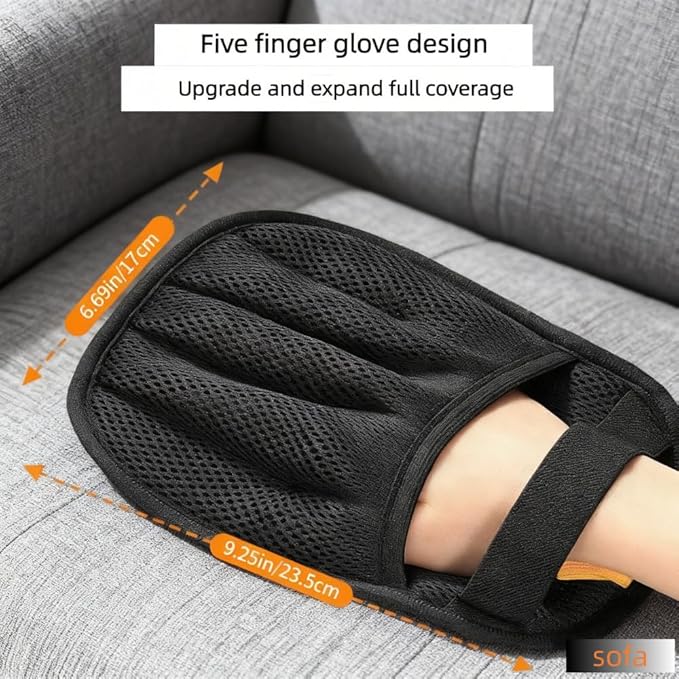 Upgraded Pet Hair Removal Glove,Reusable Pet Hair Removal Tool with Five Finger Static Electricity for Cats & Dogs, Effortlessly Remover Hair from Clothes, Sofa, Carpet, Bed, Car Seat, 2 Pcs
