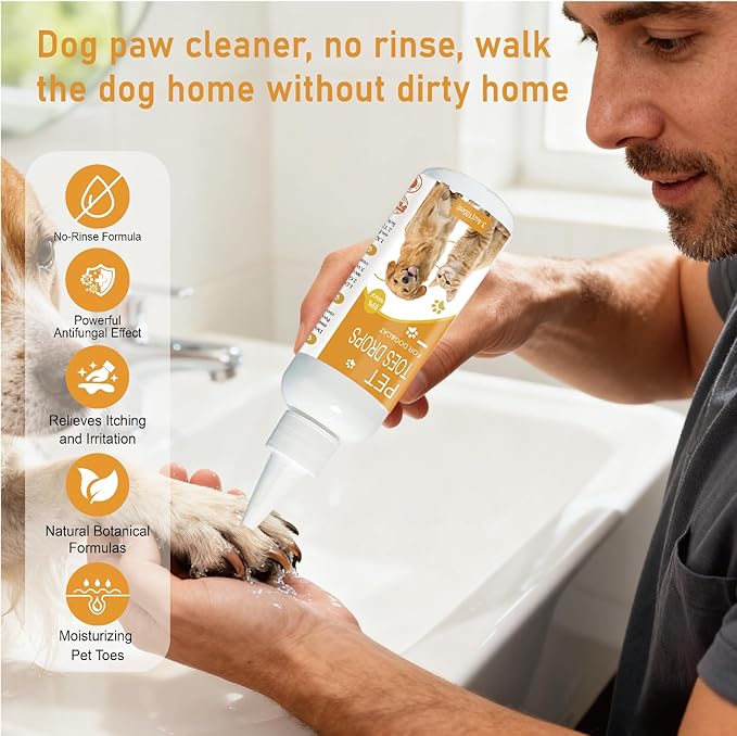 Paw Cleaner for Dogs -3.4 oz (Approx. 100 ml) Dog Toe Cleaner - Natural, Gentle, No-Rinse Formula & Deep Cleaning Dirty Paws,Safe for All Dogs & Cats