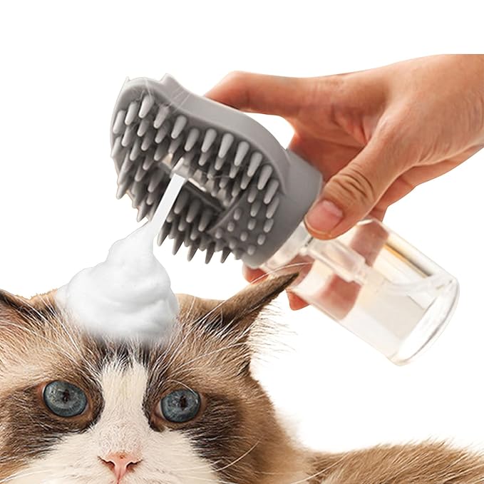Pet Bath Brush with Soap Dispenser | Anti-Slip Grooming Comb for Dogs & Cats, Shedding Brush & Massager for Shower Bathing, Ergonomic Dog Brush & Cat Grooming Supplies
