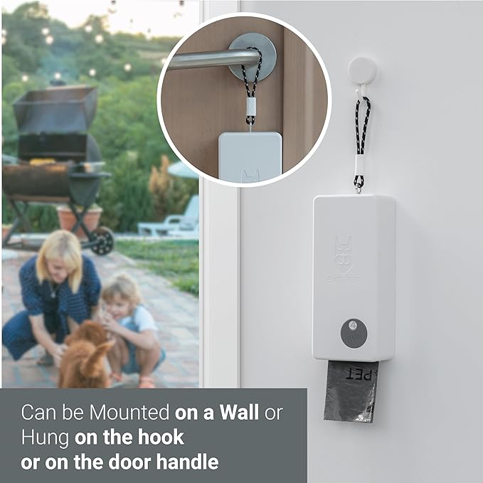 SVD.PET Dog Poop Bag Dispenser with 60 Bags, Wall Mount Waste Bag dispenser, Holds 4 Rolls of Waste Bags, Indoor/Outdoor Wall mount or Place on Table(White, Dispenser + Bags)
