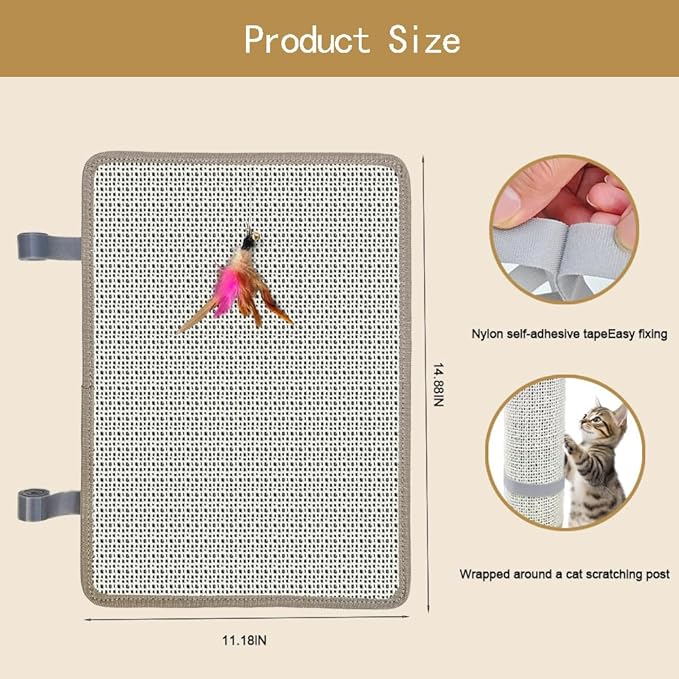 Cat Nail File Scratcher with 80-Grit Aluminum Oxide - Wrap-Around Design for Nail Trimming & Scratching Post Repair | Cat Scratchers That File Nails (Post Style1PCS)