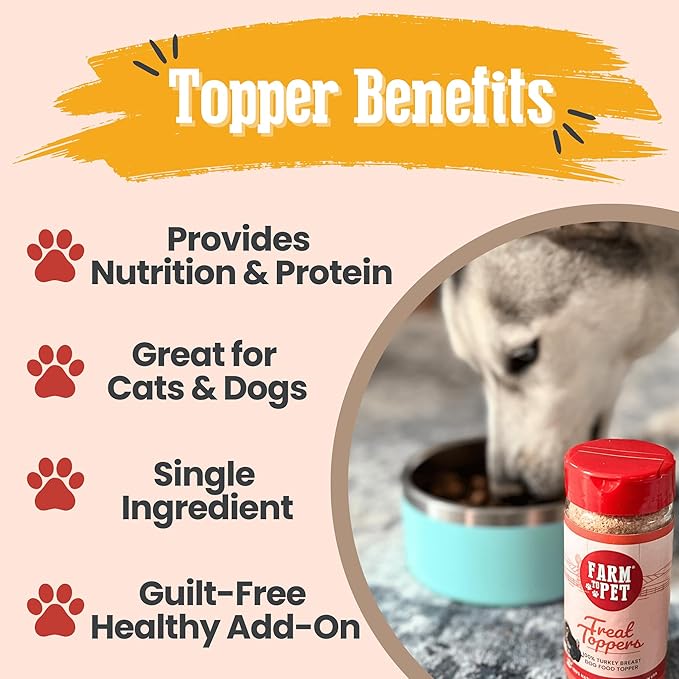 Farm To Pet - Dry Dog Food Topper - 4.7 oz Turkey Meal Toppers for Dogs, Single Ingredient, Lean, All Natural, Healthy Food for Small, Medium, Large Breeds, & Puppies, Made in USA