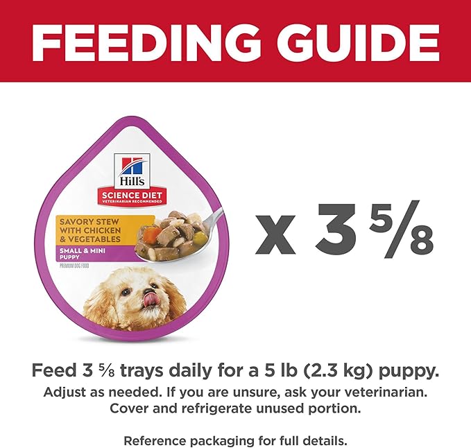 Hill's Science Diet Puppy Small & Mini Breeds Wet Dog Food, Chicken & Vegetables Stew, 3.5 oz. Trays, 12-Pack
