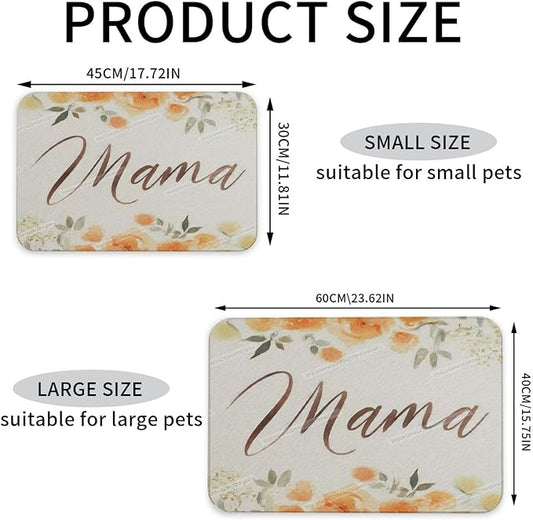 Pet Cat Dog Food Mat Absorbent Dog Feeding Mat Happy Mother's Day Floral Gift Mom Jd No Stains Cat Food Mats Indoor Pet Accessories Supplies Dogs Placemat Water Bowl Mats with Rubber Backing 24x16In