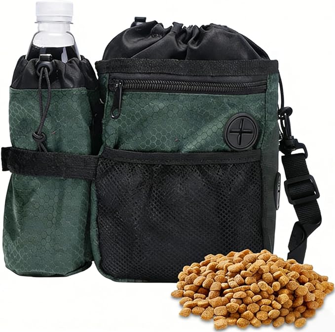 Dog Treat Pouch with Water Bottle Bag, Treat Pouches for Pet Training, Large Dog Training Treat Pouch Built-in Poop Bag Dispenser Suitable for Climbing Hiking Dog Walking