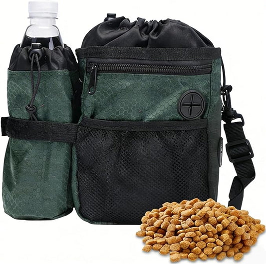 Dog Treat Pouch with Water Bottle Bag, Treat Pouches for Pet Training, Large Dog Training Treat Pouch Built-in Poop Bag Dispenser Suitable for Climbing Hiking Dog Walking