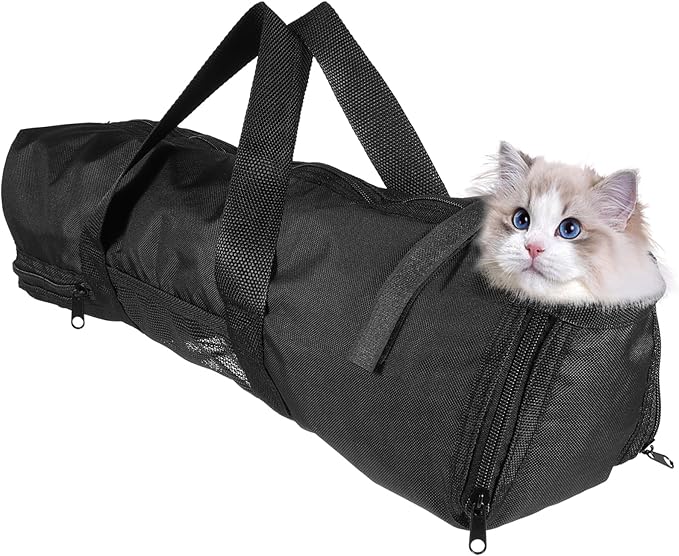 Totority Cat Grooming Bag for Nail Trimming and Bathing Breathable Mesh Cat Carrier Zipper PET Accessory for Easy Grooming and Bathing