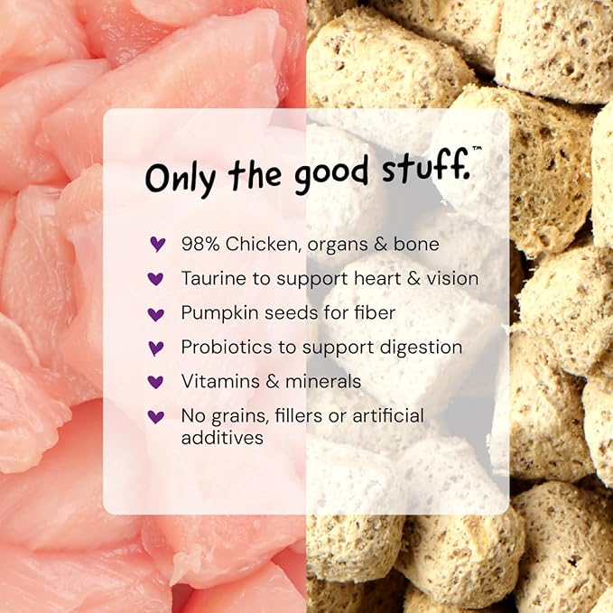 Stella & Chewy's Freeze-Dried Raw Cat Dinner Morsels - Premium Chicken Recipe with 98% Cage-Free Meat & Organs - Natural Grain-Free Cat & Kitten Food - Made in USA - 3.5 oz