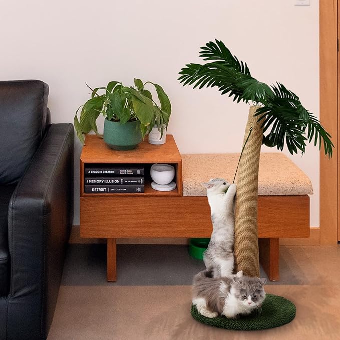 37.4-in Sisal Cat Scratching Post, Green/Brown