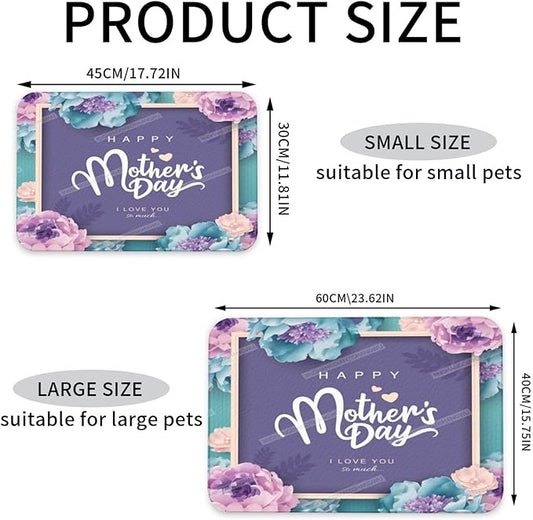 Pet Feeding Mat Absorbent Dog Mat for Food Water Bowl No Stains Quick Dry Water Dispenser Mats Happy Mother's Day Floral Gift for Mom Jf Dog Accessories Pet Supplies Bowl Messy Drinkers 24x16In