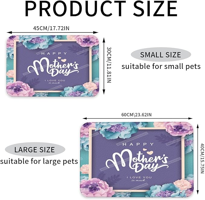 Pet Feeding Mat Absorbent Dog Mat for Food Water Bowl No Stains Quick Dry Water Dispenser Mats Happy Mother's Day Floral Gift for Mom Jf Dog Accessories Pet Supplies Bowl Messy Drinkers 18X12In