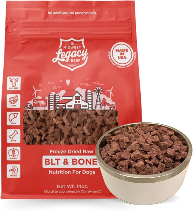 Freeze Dried Raw BLT & Bone Dog Food | Premium High Protein Healthy Nutritious Dog Food Complete & Balanced Meal for Dogs, 14 oz