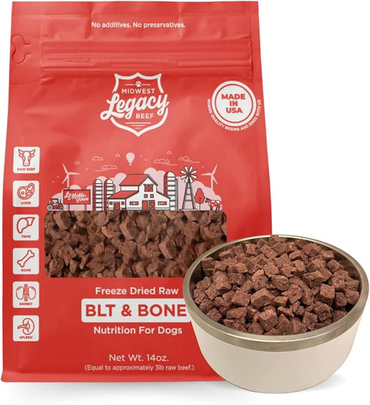 Freeze Dried Raw BLT & Bone Dog Food | Premium High Protein Healthy Nutritious Dog Food Complete & Balanced Meal for Dogs, 14 oz