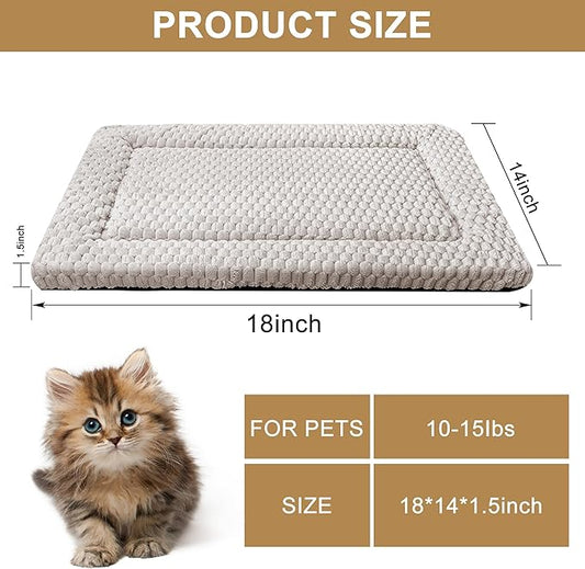 Dog Bed Mat,Reversible & Ultra Soft Kennel Pad-Machine Washable Pet Bed for Dogs & Cats-All-Weather Crate Liner for Crates,Carriers & Travel (Light Gray, 18" L x 14" W x 1.5" Th)