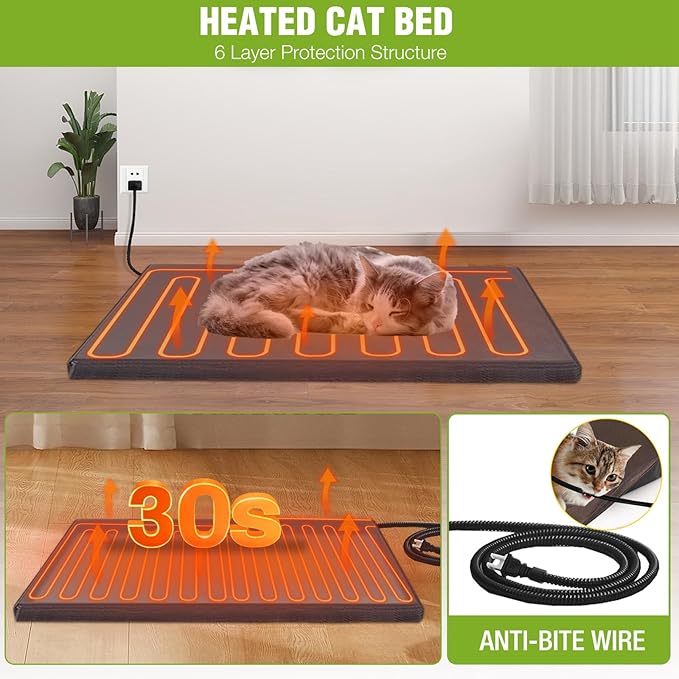Gutinneen Heated Outdoor Cat House with Heating Pad & Insulated Liner Feral Kitty Shelter Ourdoor & Indoor Cat Cage with Waterproof Roof, 2 Large Side Doors