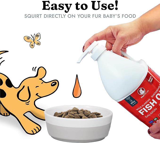 Fish Oil for Dogs - Healthy Skin & Coat, Salmon, Pollock, All Natural Supplement for Pets, Itching Scratching Allergy & Inflammation Defense, Omega 3 EPA DHA, Brain & Heart Health, 64 oz