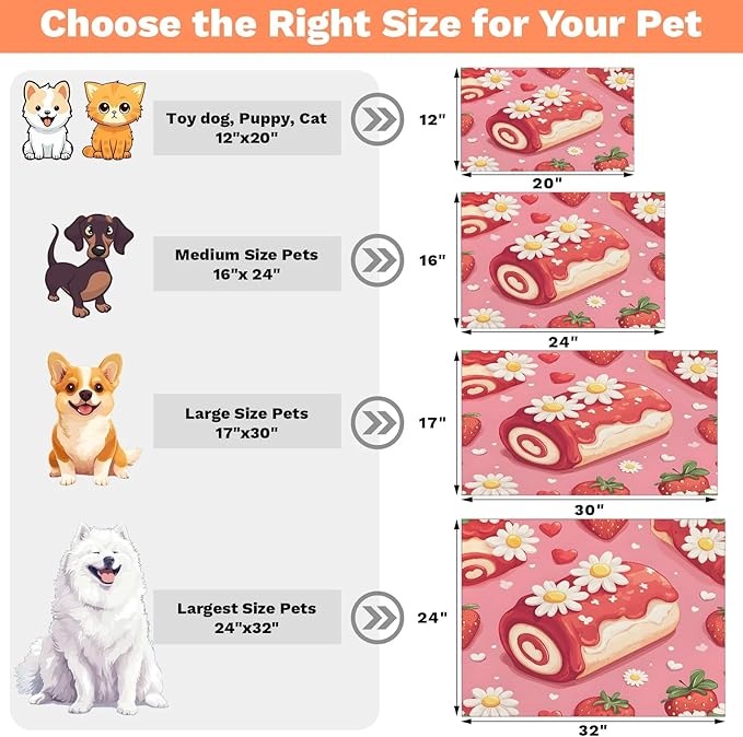 Swiss Roll Dog Food Mat for Floors Absorbent Dog Bowl Mat for Food and Water Dispenser Quick Dry Cat Food Placemat Pet Supplies 16" x 24", Daisy Flower